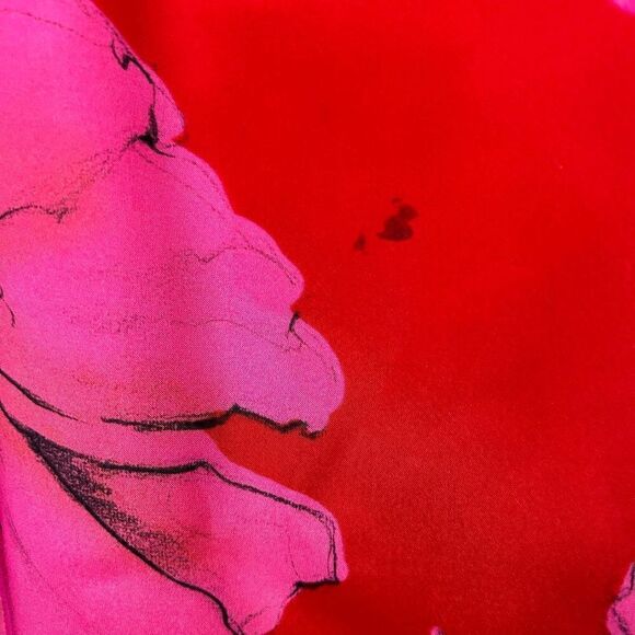 J Peterman Red Floral V Neck Sleeveless Midi Dress Women’s Size 4 - Picture 4 of 15